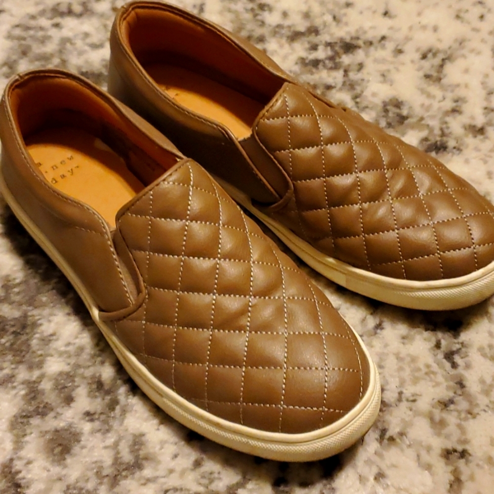 A new day slip on shoes, tan, size 7.5